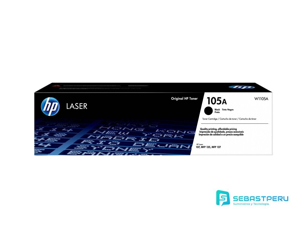 Tóner Hp 105A (W1105A) Negro 1,000 Pag Laser 107w, 135a, 137fnw